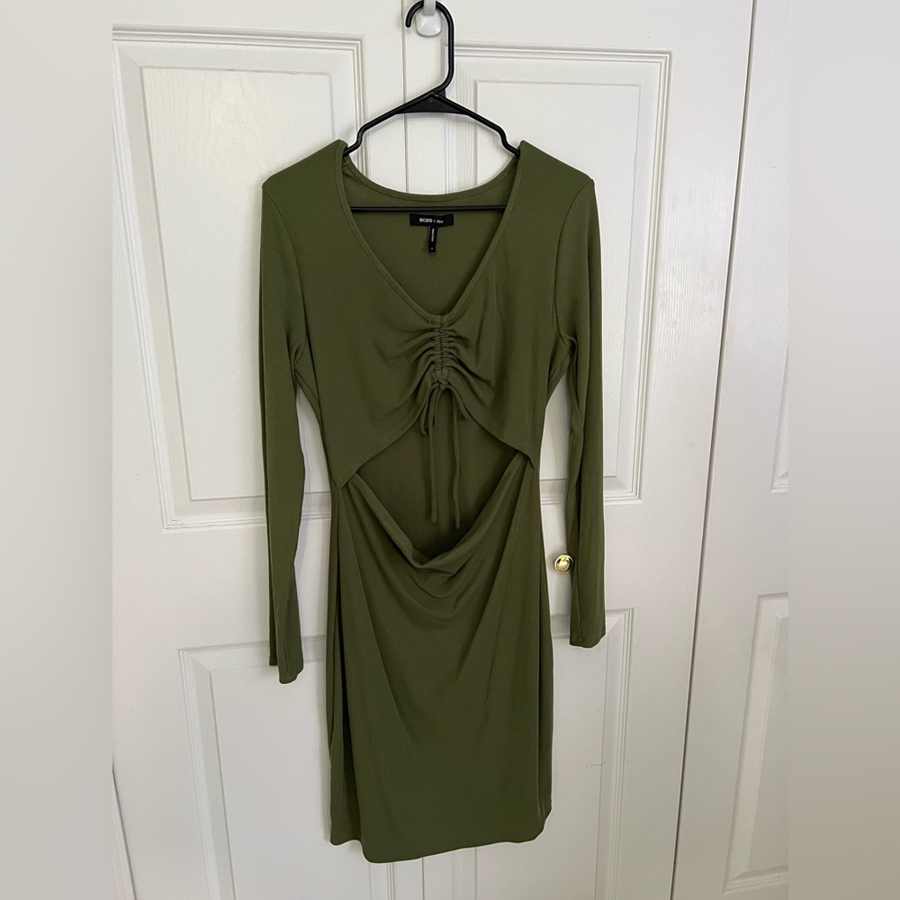 Medium Green Dress with Stomach/Mid Section Cut Out